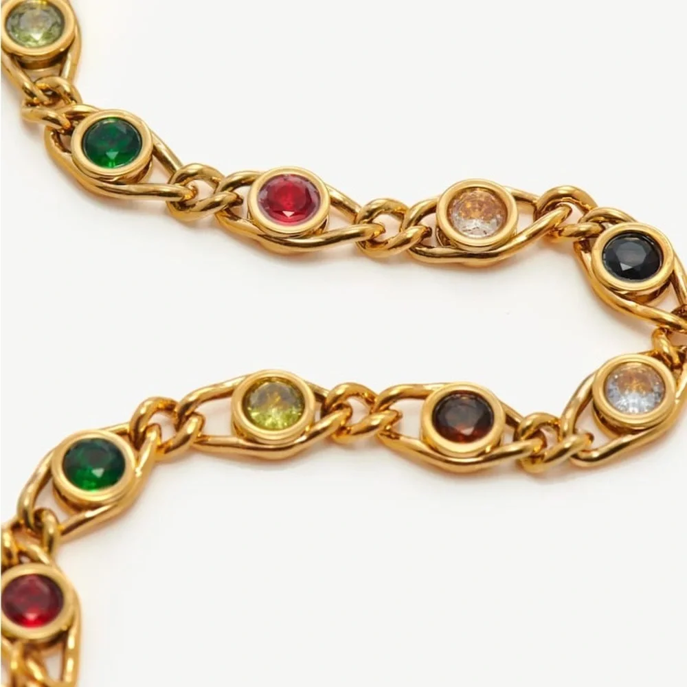 18K Gold Plated Color Gemstone Necklace · Waterproof & Tarnish-Free - Picture 6 of 7